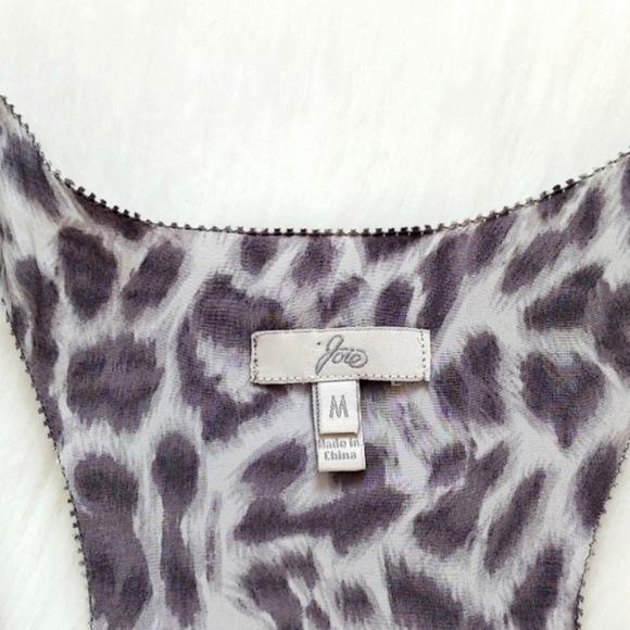 Joie Leopard Print Gray Silk Racerback Tank Top - Picture 2 of 11